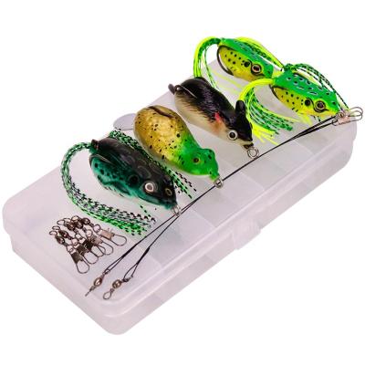 China New Arrival 5pcs/set Silicone Fishing Lure Frog Rubber Combo Soft Fishing Lures for sale