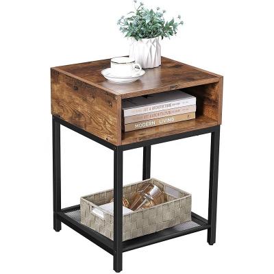 China US Bedroom Side Nightstand End Table Convertible Antique Industrial Rustic Vintage Wood Other Metal Living Room Furniture Coffee Table for sale