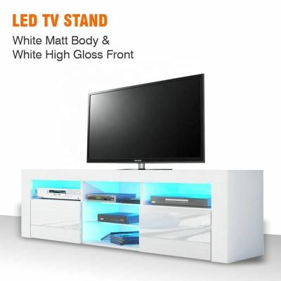 China Modern Home Furniture (Others) Living Room LED TV Table Stands New Long Wooden TV Stand Adjustable White High Gloss Luxury Cabinet For Living Room Set for sale