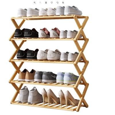 China Adjustable (Height) Home Shoe Rack and Tiered Wooden Foldable Brackets, 4/5/6 Tier Bamboo Wooden Shoe Rack Shelf Organizer, Shoe Racks for Entryways for sale