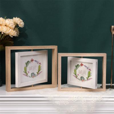 China Pictures Set New Modern Solid Wood Wooden Rotating Double Sided Decoration Photo Picture Frame for sale