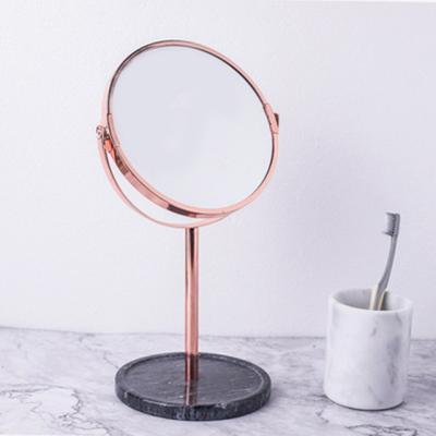 China Nordic Modern Hot Natural Marble Rotating Decorative Mirror Makeup Mirror Home Decor for sale