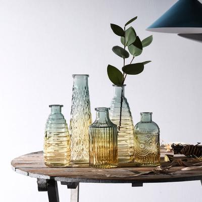 China Modern European Style Living Room Vintage Glass Flower Vase Ornaments Home Decoration for sale