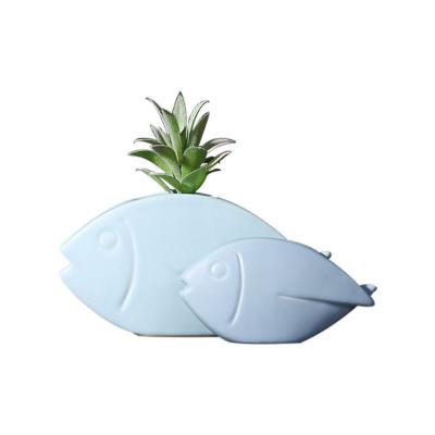 China 100% Nordic handmade simple modern creative ceramic fish vase decoration home decors for sale