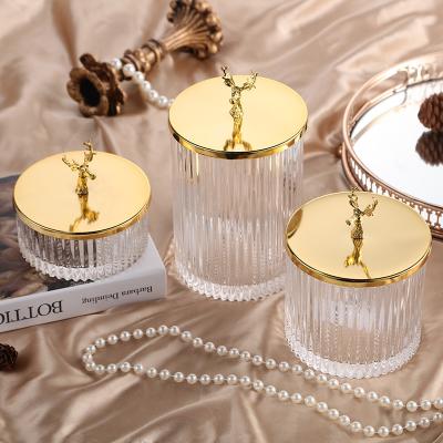 China Wholesale Home Decoration Luxury Style Transparent Candle Jars Decorative Gift Tableware Glass Jars for sale