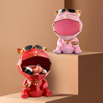 China Cartoon Stocked Fashion Ornaments Candy Tray Zhaocai Cat Key Storage Home Decoration for sale