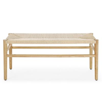 China Home Indoor Rope Bench Bench With Paper Rope, Wood Furniture Frame Stool Seat Bench Couch Davenport Bench for sale