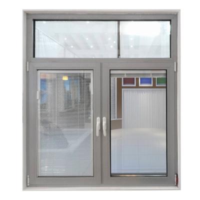 China Double Swing Thermal Break Glass Aluminum Casement Windows With Built In Blinds for sale