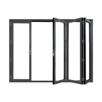 China Spkwindows Double Glazed Aluminum Bi Fold Exterior Doors Sound Insulation Balcony Patio Folding Doors for sale