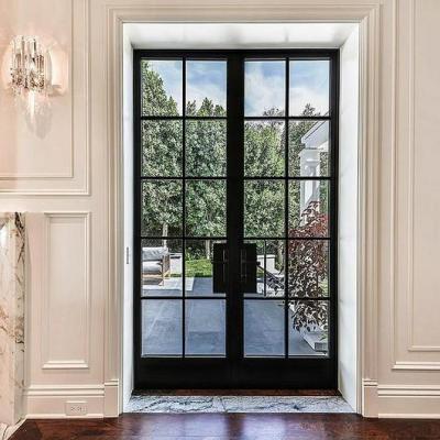 China Sound Insulation European Style Exterior Double Glazing Aluminum French Doors For House for sale