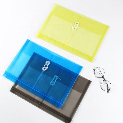 China Eco-friendly A4 PP Envelope Pouch Bag Archives Translucent Folder With String for sale