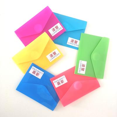 China Recycled Materials Hot Selling Plastic Waterproof Colorful Business Card Folder Bag With Button for sale