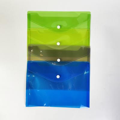 China Convenient Promotional Plastic Clear Button A5 Envelope Bag Instant Folder Bag for sale