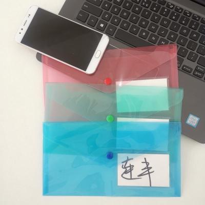 China Durable Portable B6 Document Holder Envelope Plastic Transparent Bag With Card Slot Pocket And Button for sale