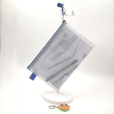 China Convenient Clear PVC Zipper B5 Waterproof Portable Bag With Mesh Backing for sale