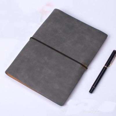 China Custom Creative Leather Business Leather Hard Cover Notebook A5 Rope Tie Portable Hot Selling Loose Leaf Notebook for sale