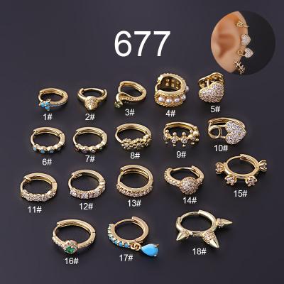 China FASHIONABLE YWYW CZ Cartilage Circle Earring For Women Fashion Helix Tragus Daith Conch Rook Lobe Comfortable Ear Piercing Jewelry for sale