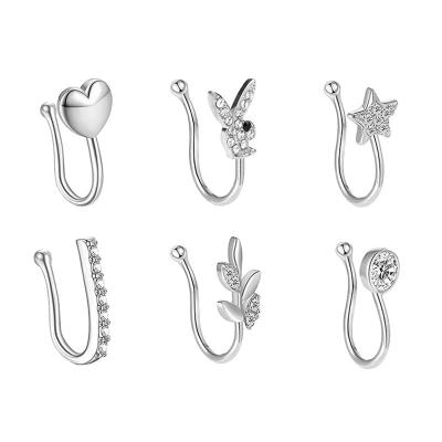 China Melighting FASHIONABLE Nose Hoop 6pcs Fake Nose Piercing Clip Rings Non Piercing Nose Ring Piercing Hoop Women Body Jewelry for sale