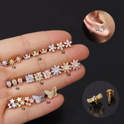 China FASHIONABLE Korean Star Moon Personality 16G Stud Piercing Earrings For Women Jewelry 2020 Flower Heart Earrings Stud Gift for sale