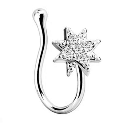 China FASHIONABLE YW Hot Sale Septum Ring Nose Cute Zircon Bunny Cross Heart Star Piercing Non Clip On Face Nose Ring for sale