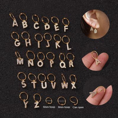 China FASHIONABLE YW ladies 26 English letters screw piercing tragus piercing small earring cartilage piercing body jewelry for sale