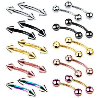 China FASHIONABLE Curved YW Stainless Steel Barbell Eyebrow Piercing Silver Body Cartilage Piercing Jewelry for sale