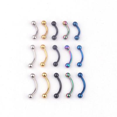 China YW 5PCS FASHION Mixed Stainless Steel Eyebrow Rings Colorful Curved Barbell Eyebrow Piercing Studs Piercing Body Jewelry Wholesale for sale