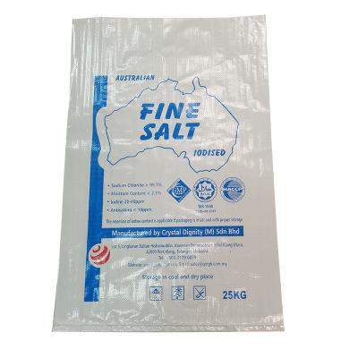 China Materials medium polypropylene recycled white woven bag for fine salt bopp laminated eco pp woven bags for sale