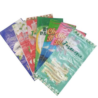 China Recycled Materials Custom Design BOPP Laminated Rice Bags Transparent Gusset Empty Rice Bags 5kg 10kg 25kgs for sale