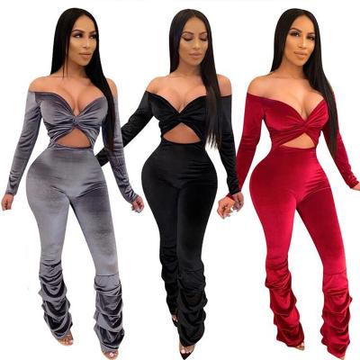 China China factory custom high quality Anti-wrinkle hollow out women's red velvet romper jumpsuit for sale for sale