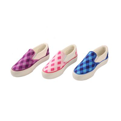 China Lady Shoes Round Toe Mens Multicolor Low Top Canvas Grid Checkerboard Comfortable Canvas Shoes for sale