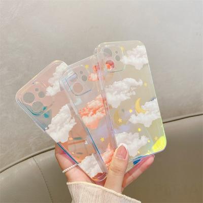 China Anti-fall Hot Selling Luxury Cute Moon Cloud Patterns Custom TPU Cover Cell Phone Case i13mini 12promax Cell Phone Case For iphone 12 pro for sale