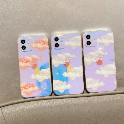 China Anti-fall Hot Selling Luxury Cute Moon Cloud Patterns Custom TPU Cover Cell Phone Case i12mini 12promax Cell Phone Case For iphone 12 13 for sale