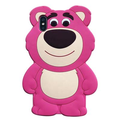 China Hot Sale 3D Anti-fall Cartoon Cute Bear Pattern With Max 12 Strap Cell Phone Case 11 Pro Cell Phone Case Customized For iphone for sale