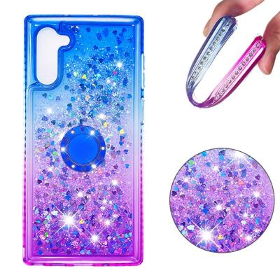 China Hot Sale Anti-fall Gradient Color Diamond Studded Quicksand Soft TPU Custom Sublimation a12 s21 Cell Phone Case For Samsung Galaxy for sale