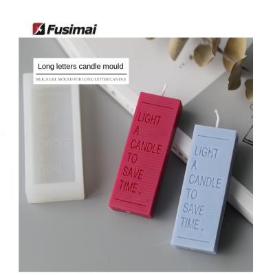 China Fusimai Stirp Letters Viable Geometric Candle Mold 3D Words Rectangle Silicone Candle Molds for sale