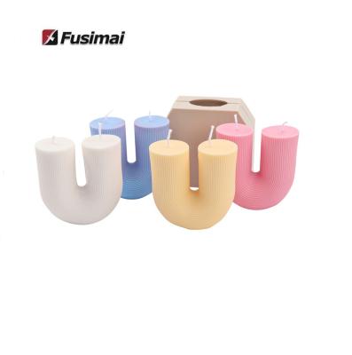 China Fusimai Diy Sustainable Arch Silicon Candle Soap Cake Mold Stripped Silicone Aromatherapy U Shape Candle Mold for sale