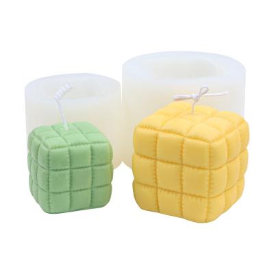 China Fusimai Viable Soap Mousse Cake Molds New Silicone Pleated Sofa Stool Rubik's Cube Magic Ball Candle Mold for sale