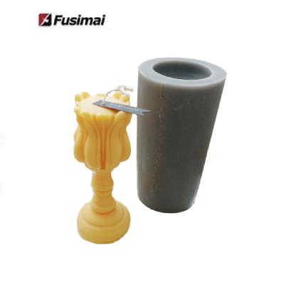 China Fusimai Aromatherapy Family Sustainable Ins Roll Up European Type Ornaments Baking Silicone Tulip Candlestick Candle Mold for sale