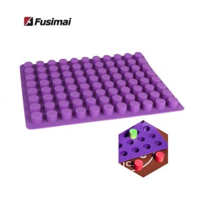 China Fusimai 88 Viable Hole Cylindrical Ice Lattice Molds Candy Nougat Oreo Silicone 88 Mini Round Mold for sale