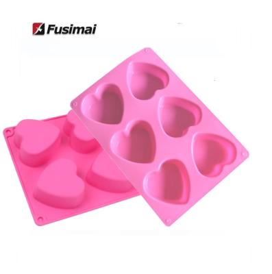 China Fusimai Viable 6 Cavities Desserts Silica Gel Lotion Sticks Mold Heart Silastic Lotion Bars Silicone Soap Casting Mold for sale