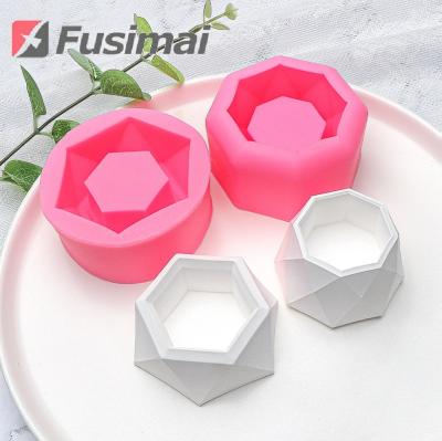 China Fusimai Modern Plastic Planter Silica Gel Flowerpot Mold Concrete Clay Silicone Flower Pot Mold for sale