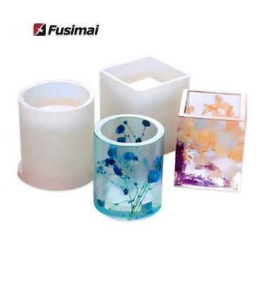 China Fusimai Resin Silicone Jewelry Mold DIY Storage Pen Holder Flowerpot Viable UV Silicon Molds For Resin Art for sale