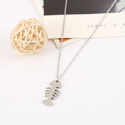 China Fashion HOT new personality clavicle chain titanium steel temperament fish bone necklace pendant jewelry for sale