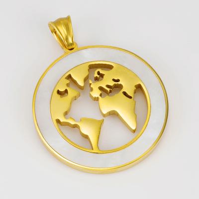 China 2022 New DIY Accessories FASHIONABLE Stainless Steel Flat Globe Hollow World Map Pendant Fine Polished Necklace for sale