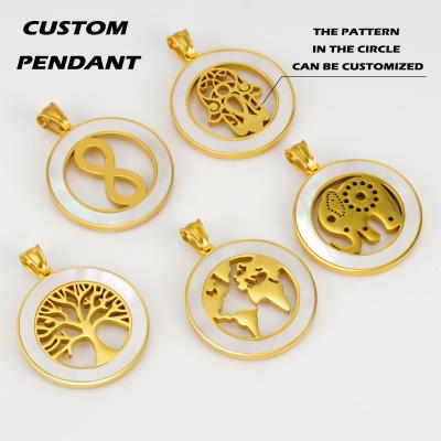 China TRENDY Custom Tree of Life Stainless Steel Figure 8 Animal Eye Necklace Jewelry for Men and Women 18K Gold Shell Pendant for sale