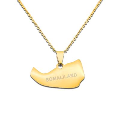 China Popular TRENDY And Gold Plated Fashion Somaliland Somalia Map Necklace Silver Pendant Jewelry for sale