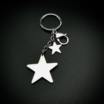 China Customized Stainless Steel Stars Shape Lover Valentine's Day Romantic Keepsake Couples Wedding Favor Gifts Stainless Steel Keychain Metal Key Chain for sale