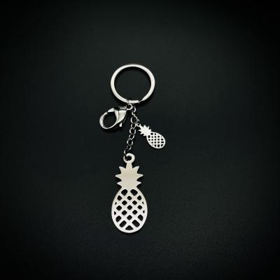 China Wholesale High Quality Stainless Steel Pineapple Shape Simple Tag Keychain Metal Key Chain for sale