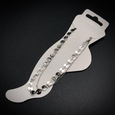 China FASHIONABLE Women Charm Anklet Bracelet Anklets 316L Stainless Steel Wafer Jewelry White Silver Plated Anklets for sale